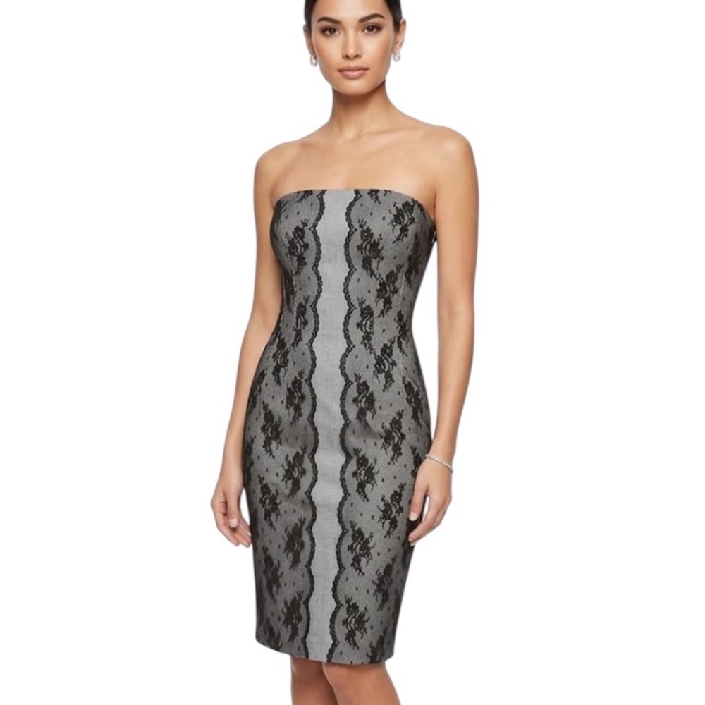 Express Women's Black Dress Size 6 Lace Strapless Knee Length Party/Cocktail​
